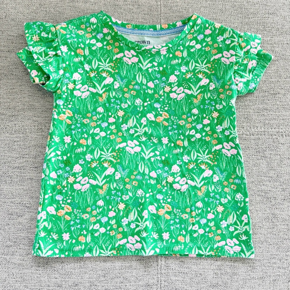 2T Crown & Ivy Kids Green Floral Tee